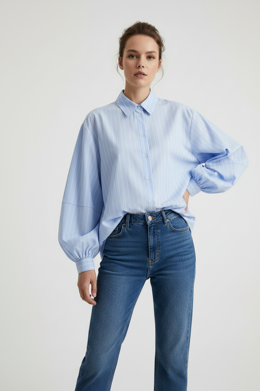 CAMICIA A RIGHE MANICHE BALLOON