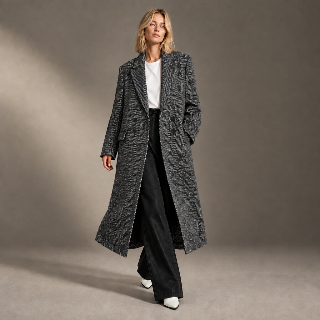 Cappotto in movimento con correzione a due bottoni per lato