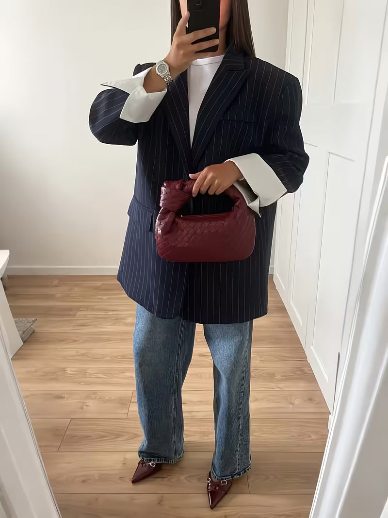 BLAZER OVER BLU GESSATO