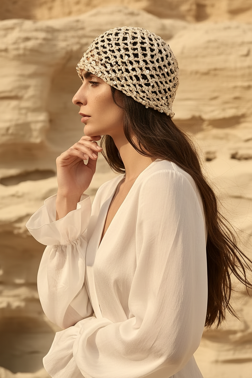 CUFFIETTA CROCHET CON PAILLETTES