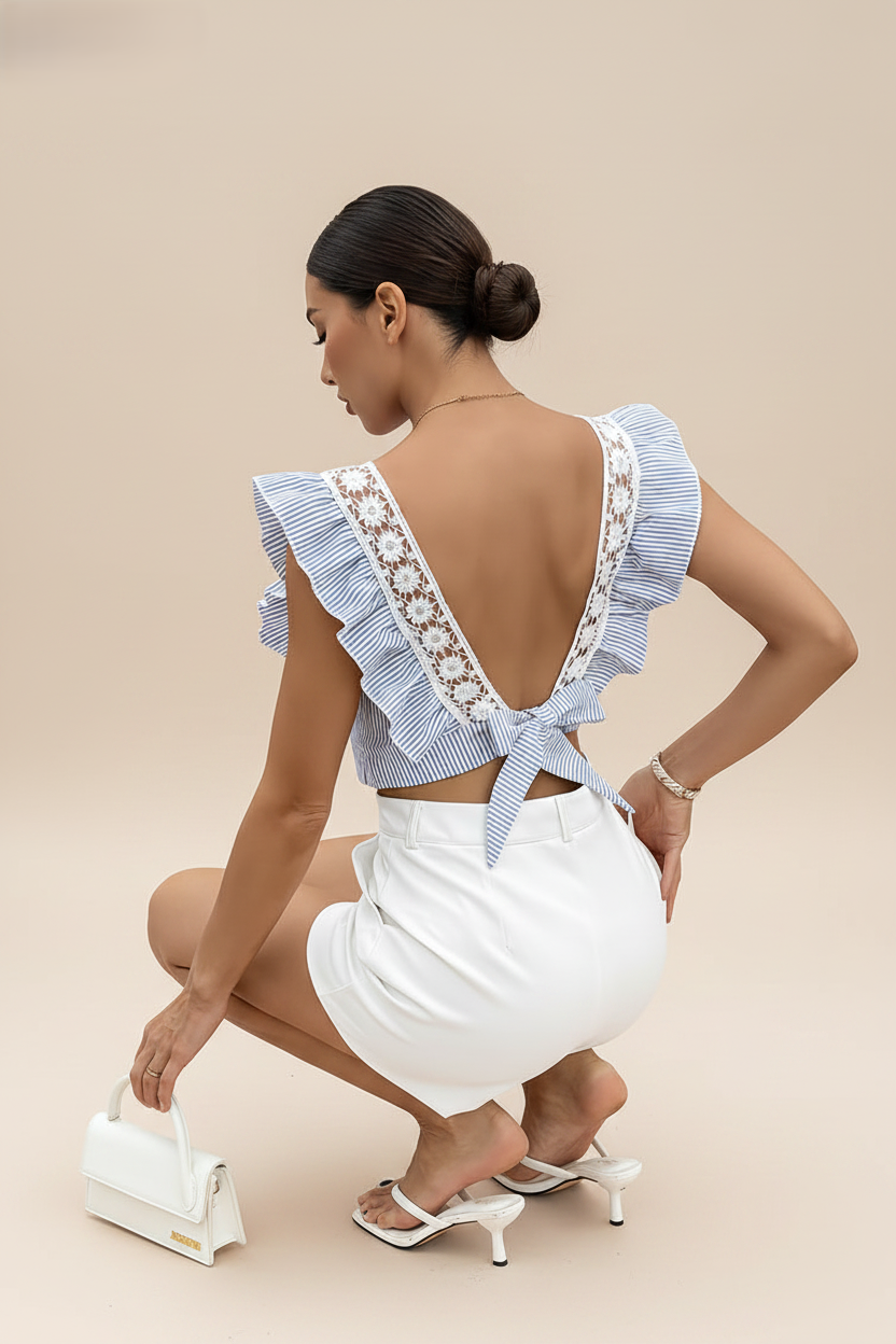 TOP A RIGHE CON PIZZO