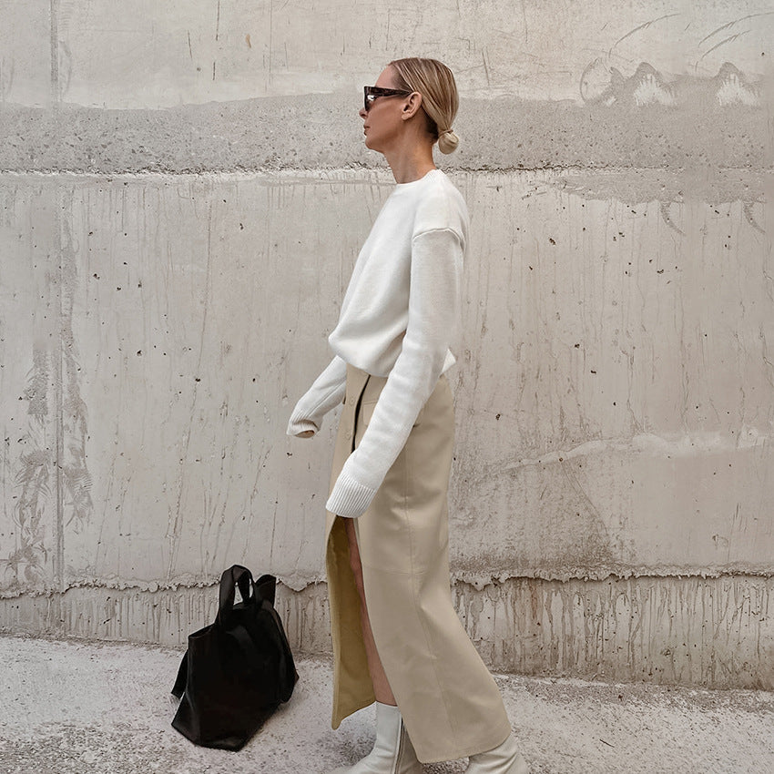 LONG ECO-LEATHER SKIRT