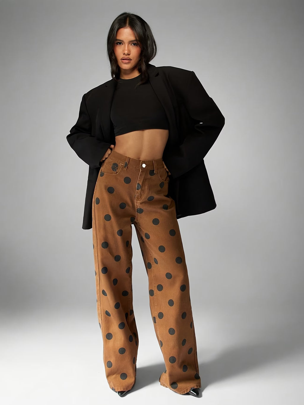 PANTALONI DENIM A POIS