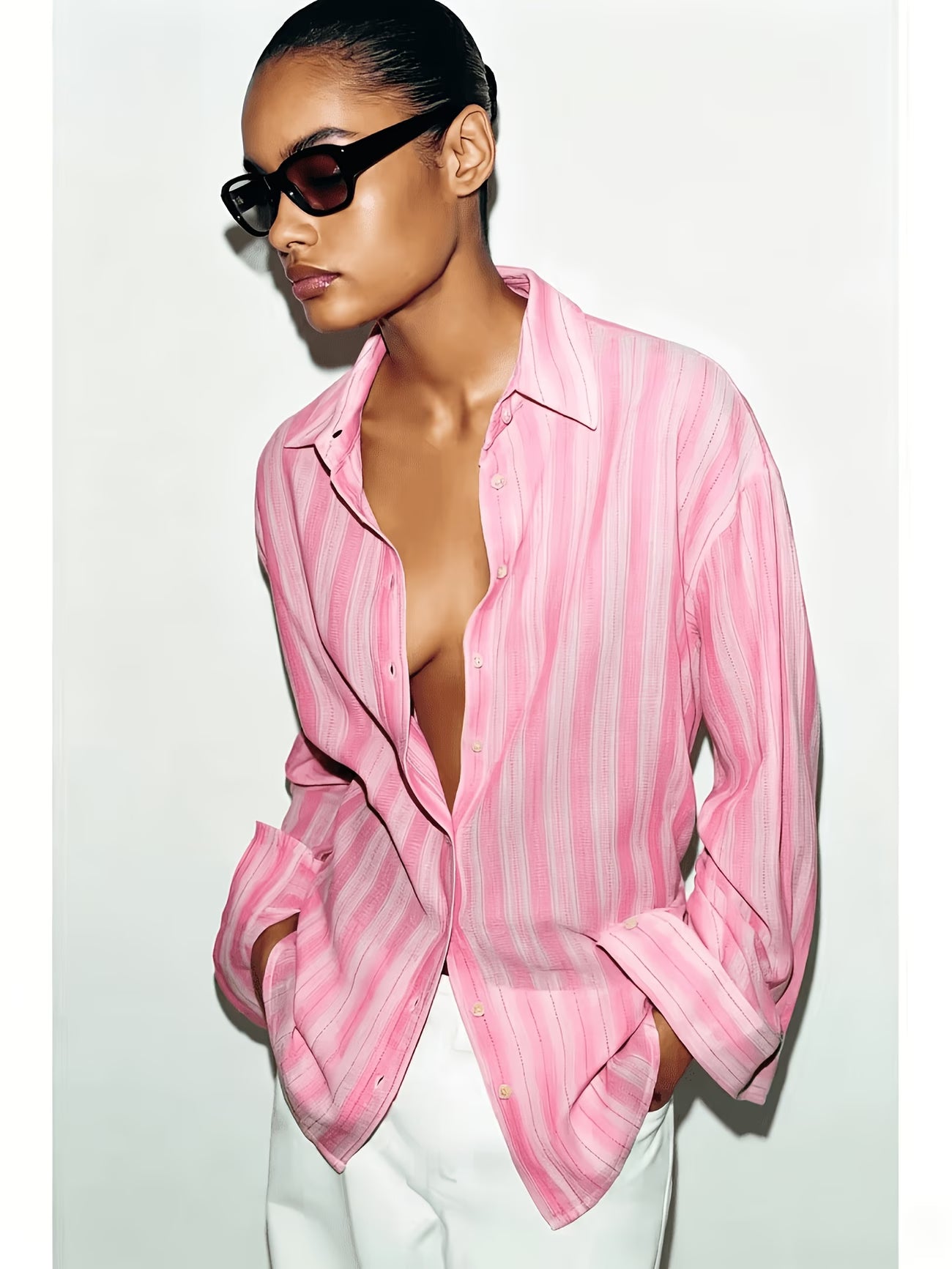 CAMICIA A RIGHE ROSA