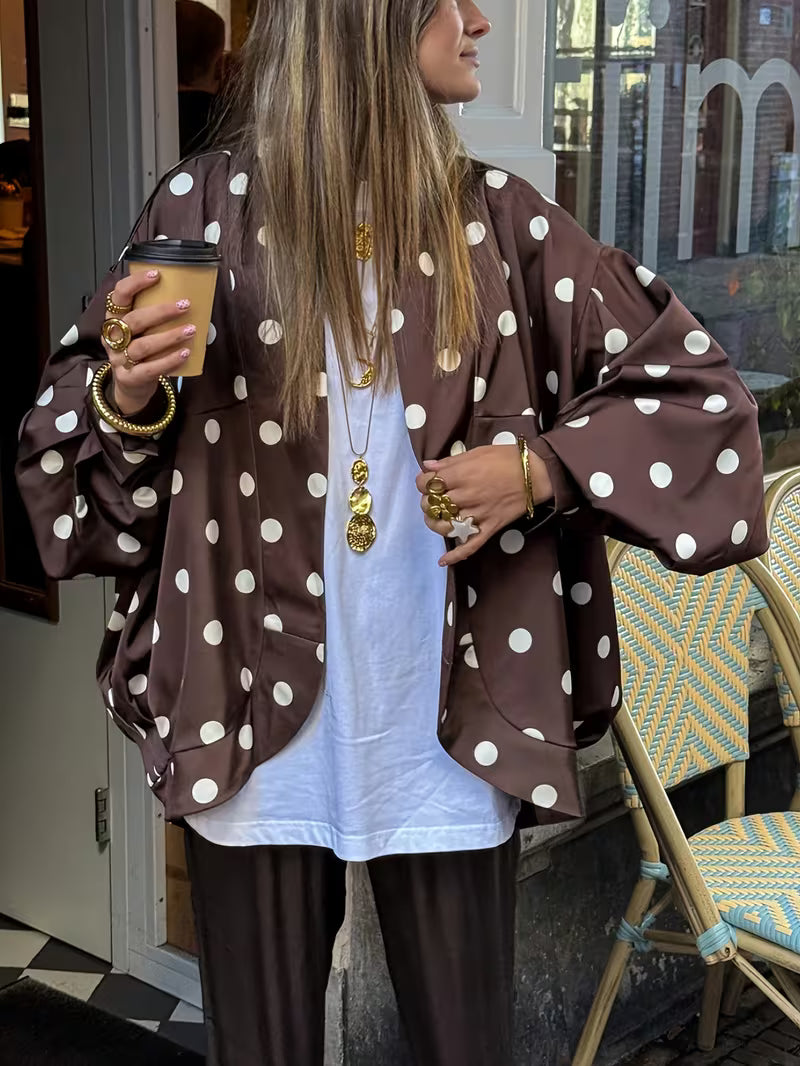 GIACCA KIMONO IN RASO A POIS