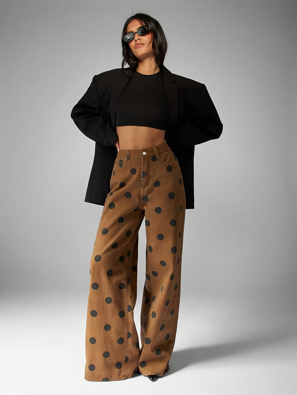 PANTALONI DENIM A POIS