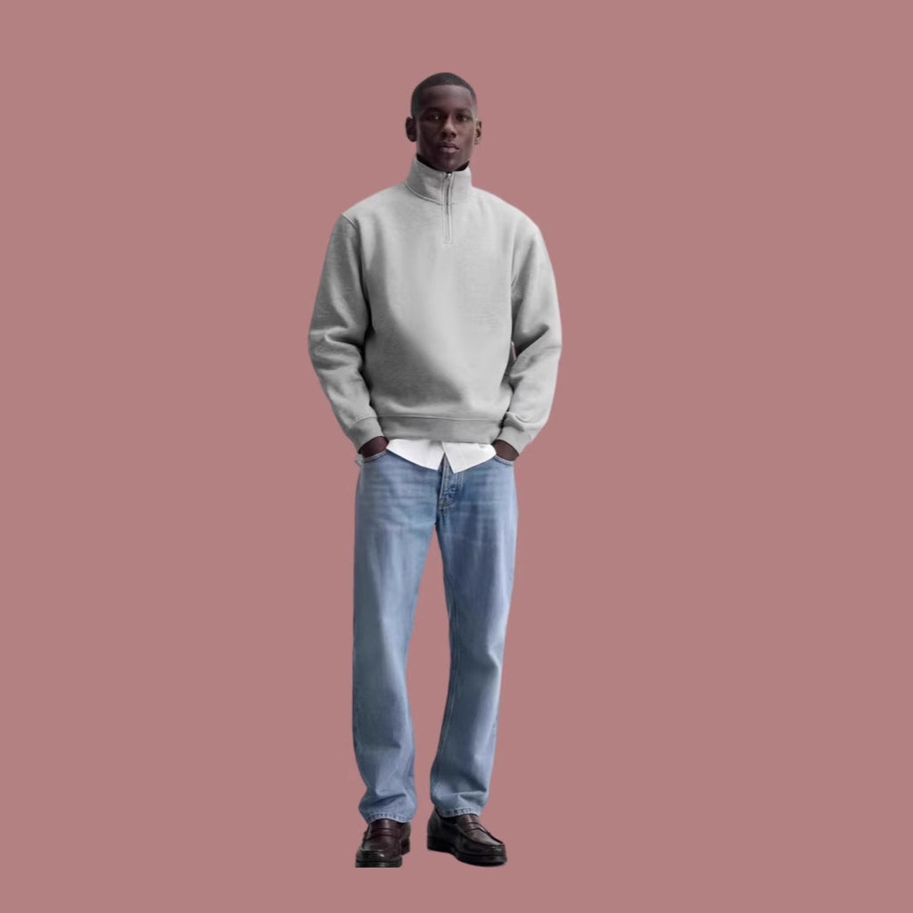 FELPA BASIC CON COLLO E CERNIERA