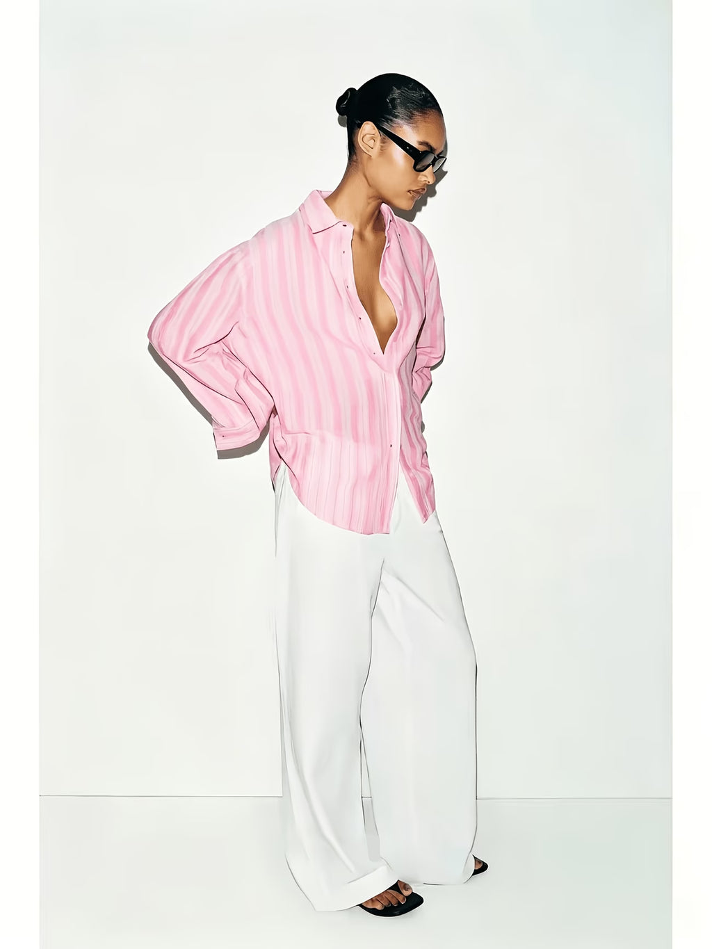CAMICIA A RIGHE ROSA