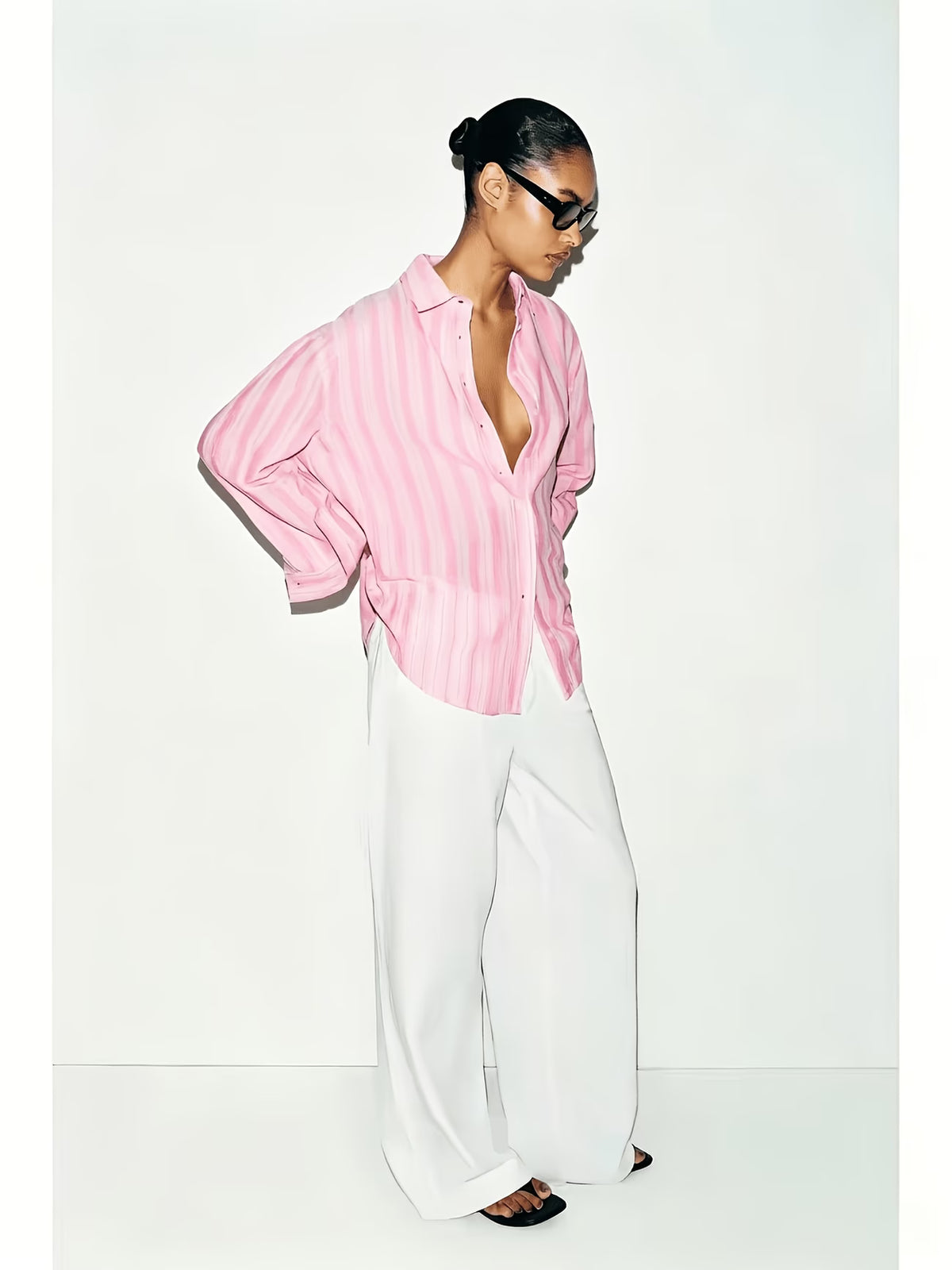 CAMICIA A RIGHE ROSA