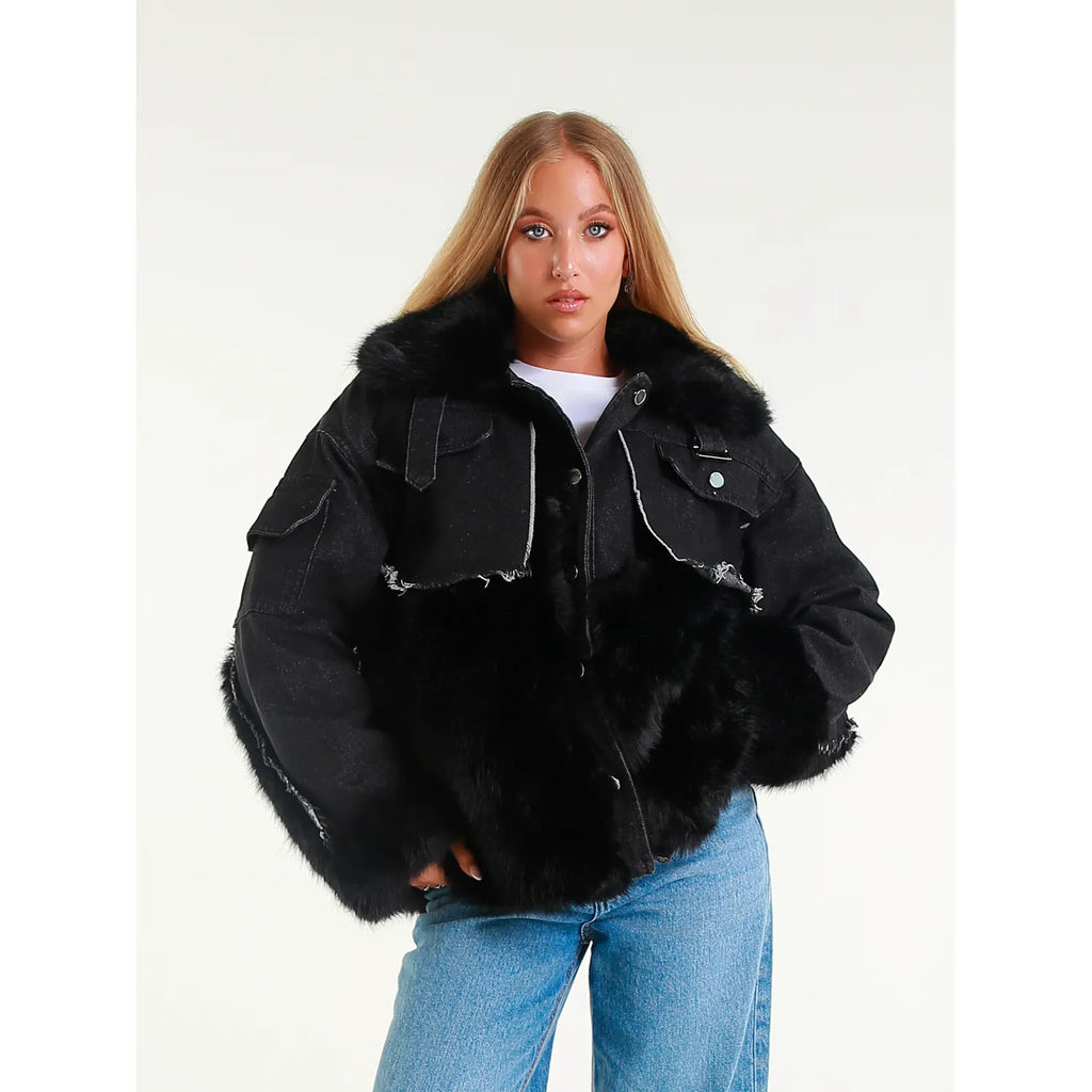 GIACCA DENIM E ECOPELLICCIA