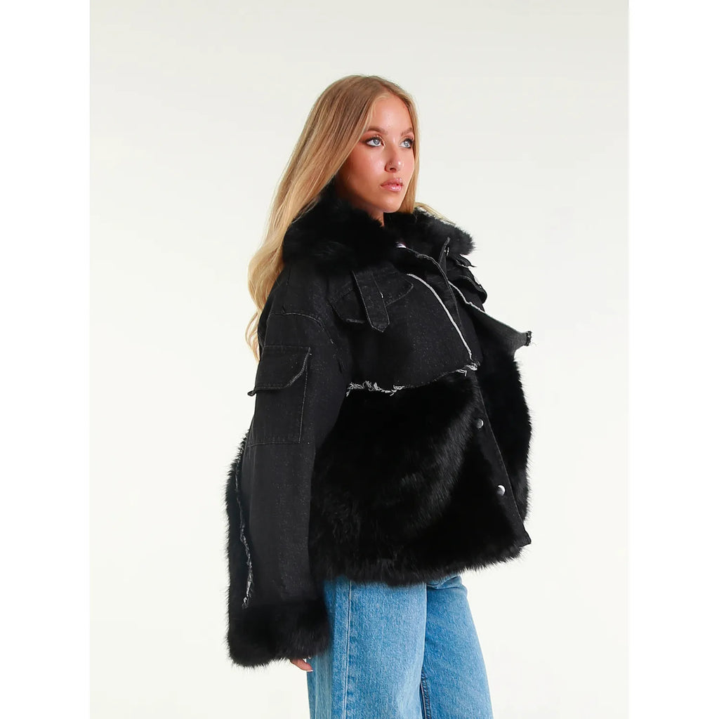 GIACCA DENIM E ECOPELLICCIA