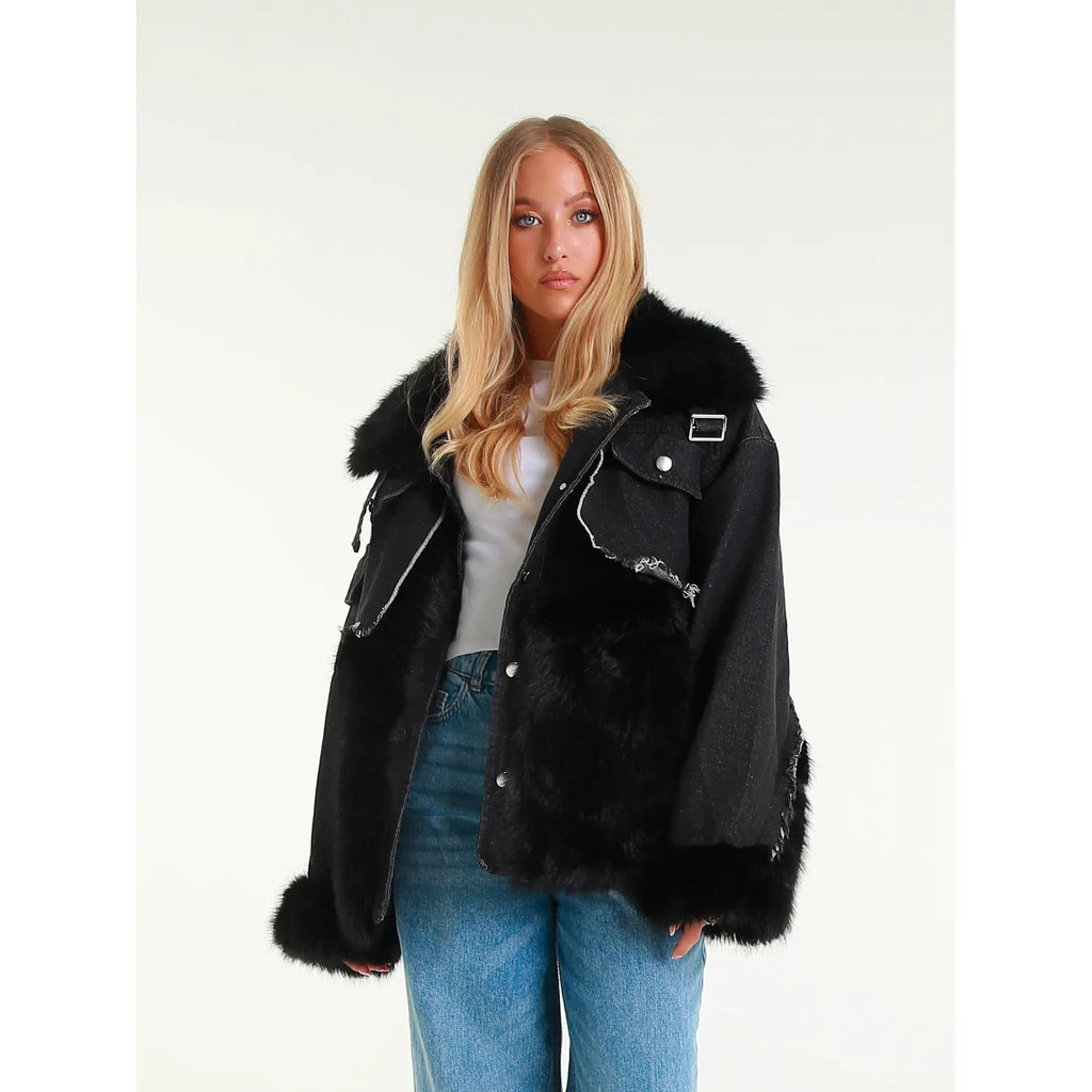 GIACCA DENIM E ECOPELLICCIA