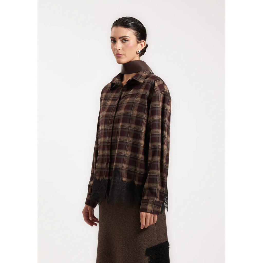 CAMICIA A SCACCHI CON PIZZO