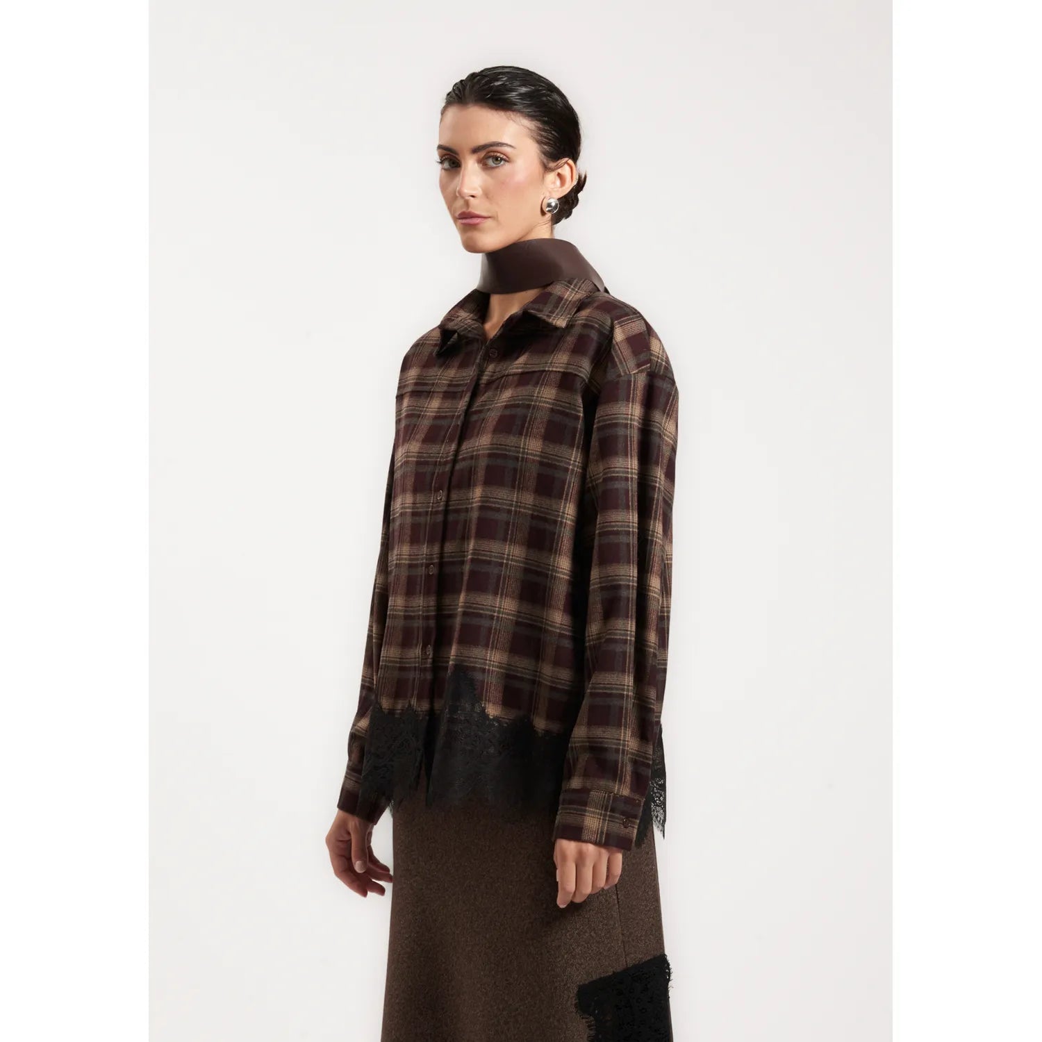 CAMICIA A SCACCHI CON PIZZO