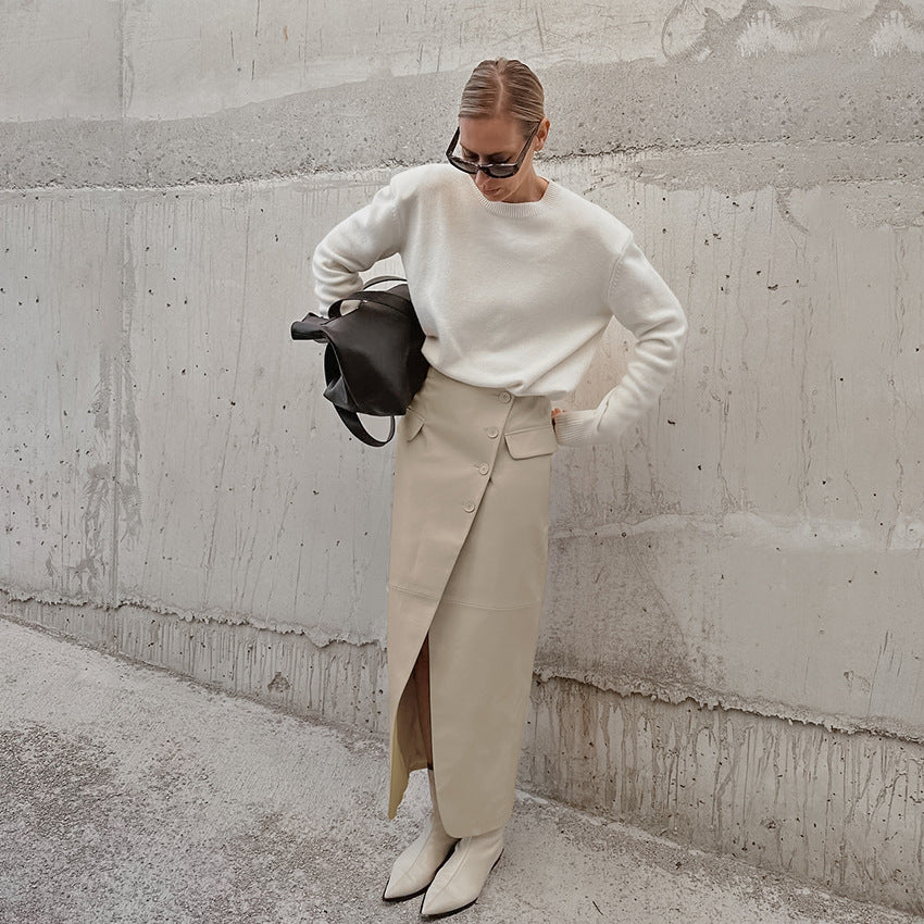 LONG ECO-LEATHER SKIRT