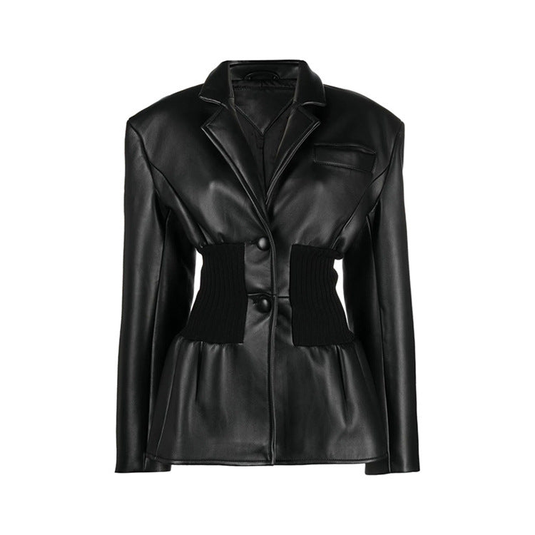 ECO-LEATHER CORSET BLAZER