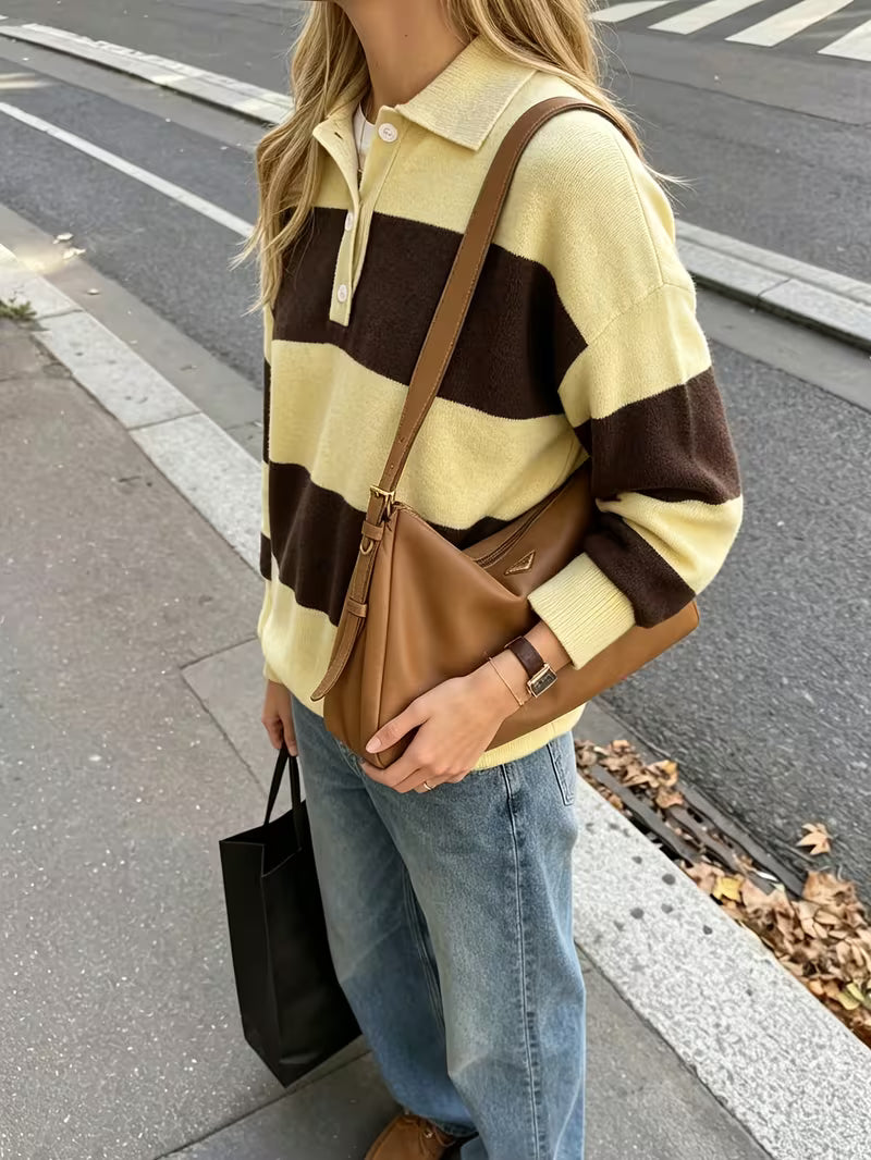 MAGLIA A RIGHE CON COLLETTO