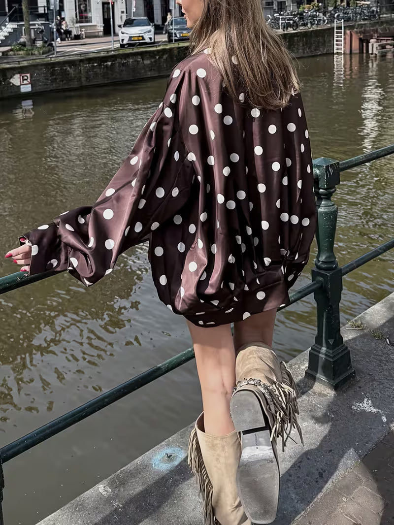 GIACCA KIMONO IN RASO A POIS