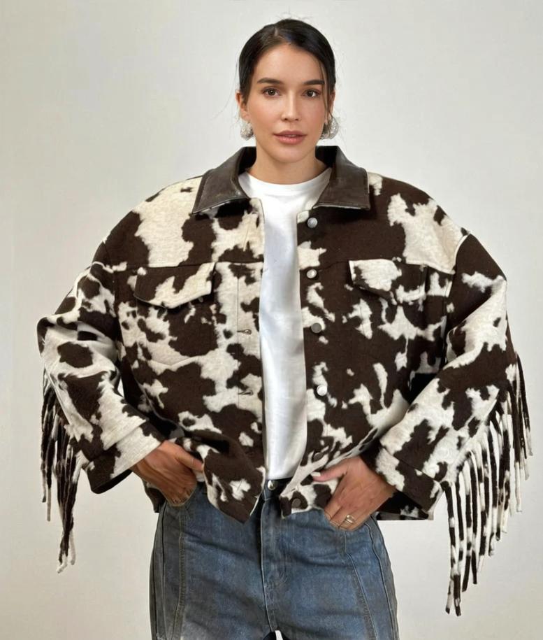 GIUBBINO STAMPA COW CON FRANGE