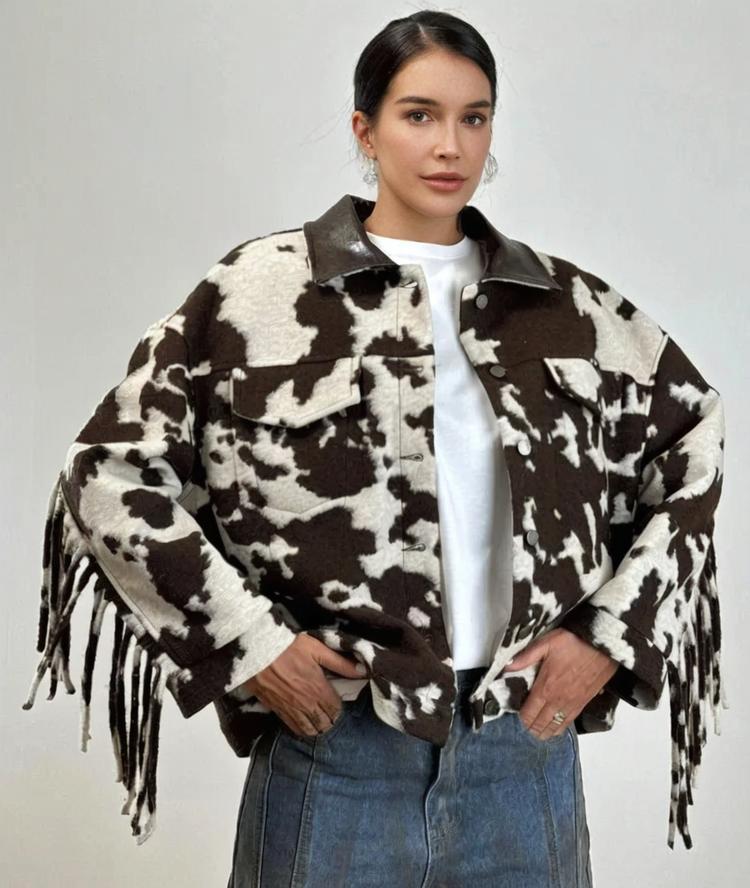 GIUBBINO STAMPA COW CON FRANGE