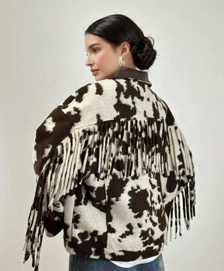 GIUBBINO STAMPA COW CON FRANGE