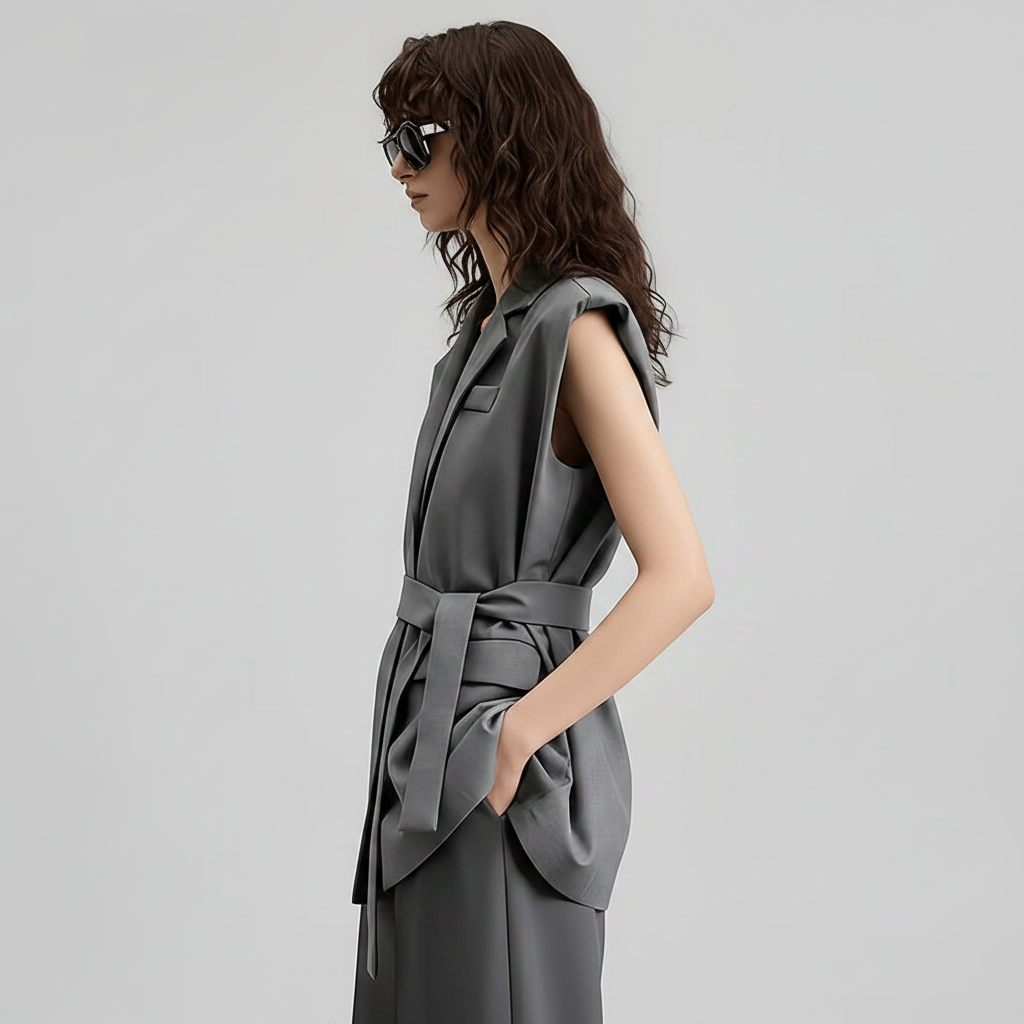 Gilet grigio profilo
