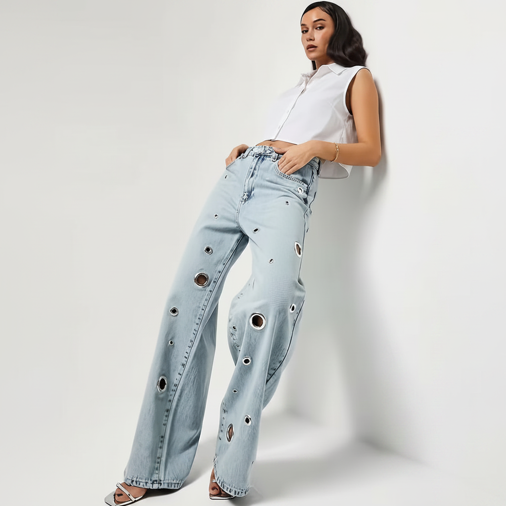 Jeans Wide Leg Occhielli 1:1