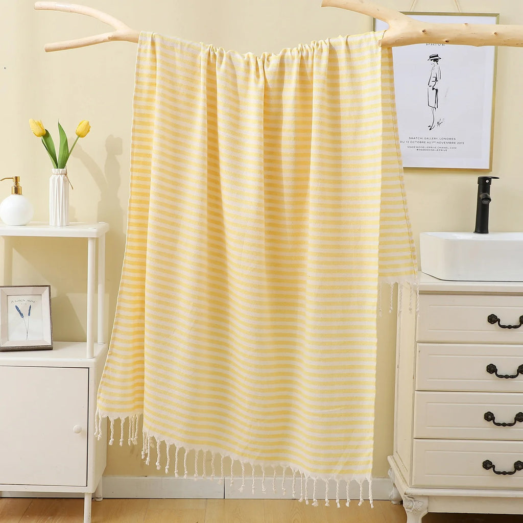 TELO MARE COTONE RIGHE E FRANGE