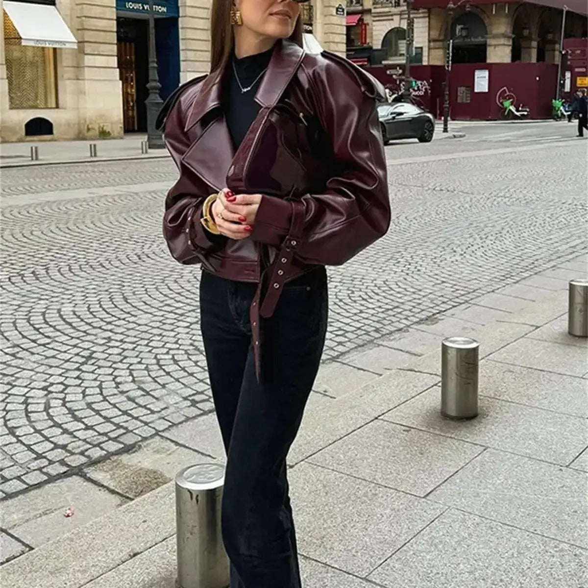 SHORT ECO-LEATHER JACKET