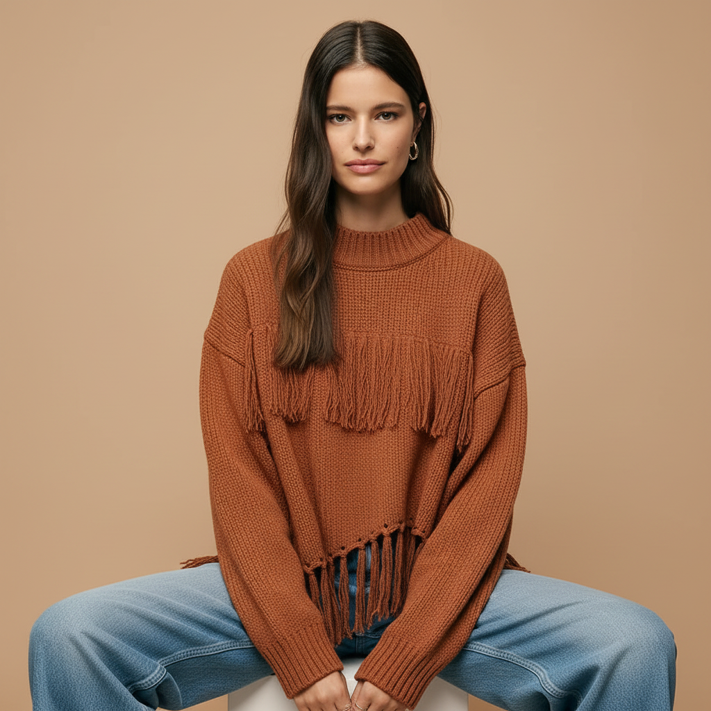 Modella con il maglione in studio