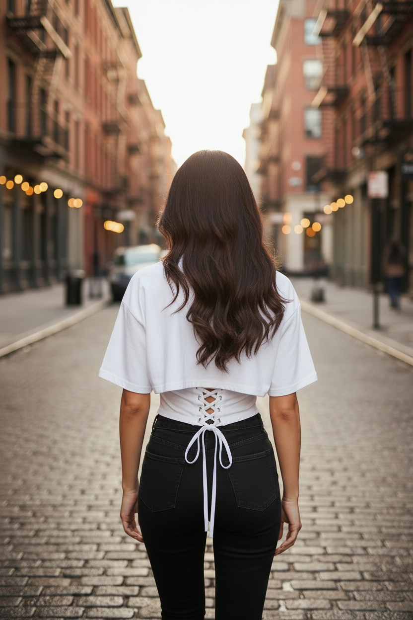 T-SHIRT CON DETTAGLIO CORSETTO