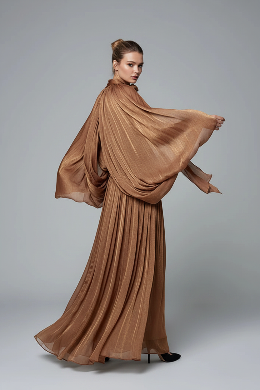 MAXI DRESS IN CHIFFON METALLIZZATO