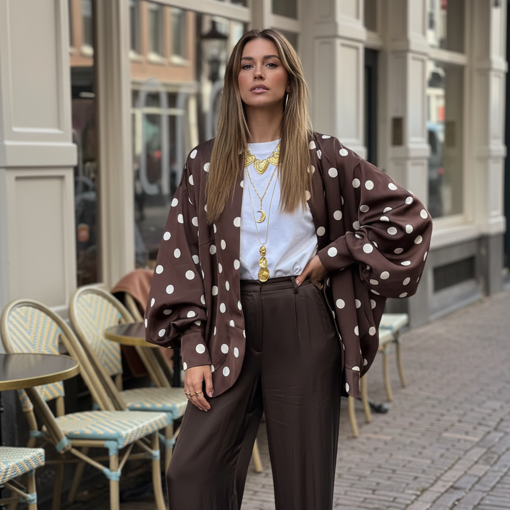 Posa editoriale 1 – Street style camicia pois
