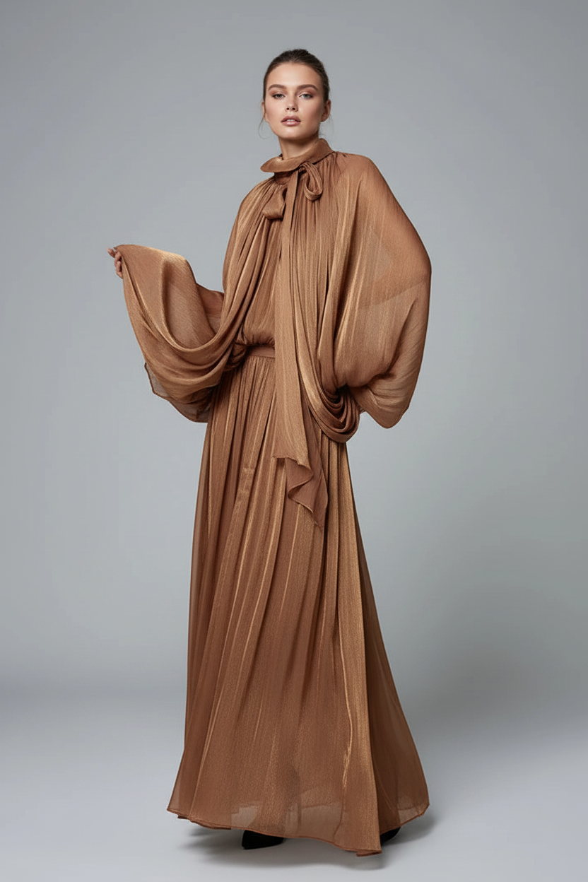 MAXI DRESS IN CHIFFON METALLIZZATO