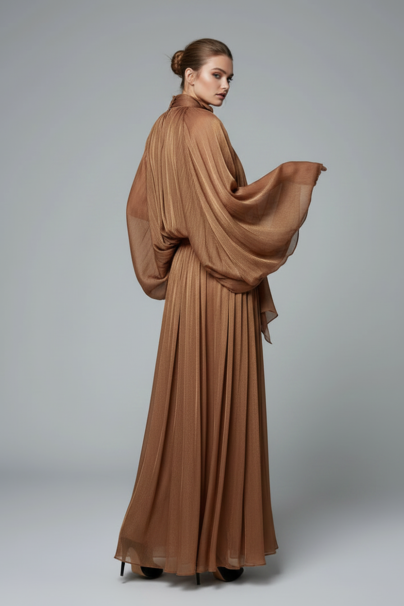 MAXI DRESS IN CHIFFON METALLIZZATO