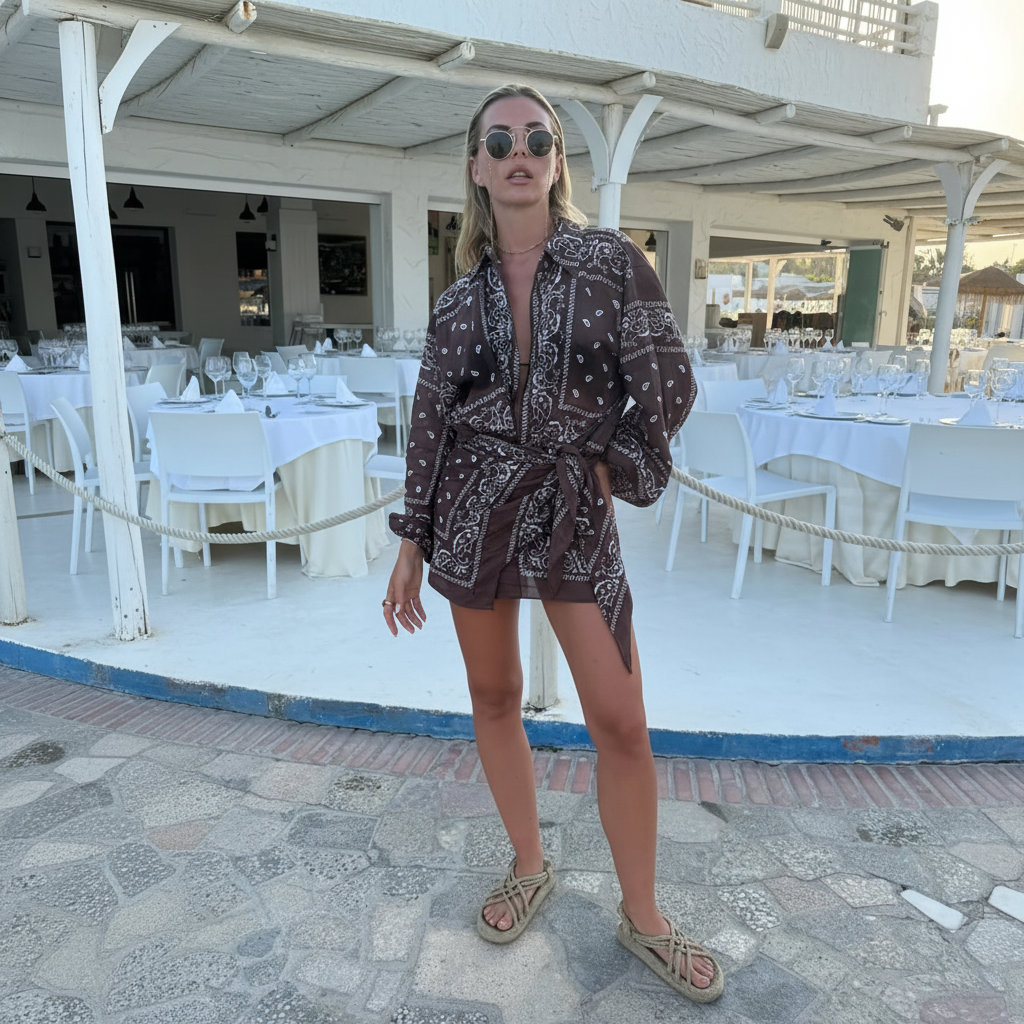 Set coordinato paisley marrone - frontale