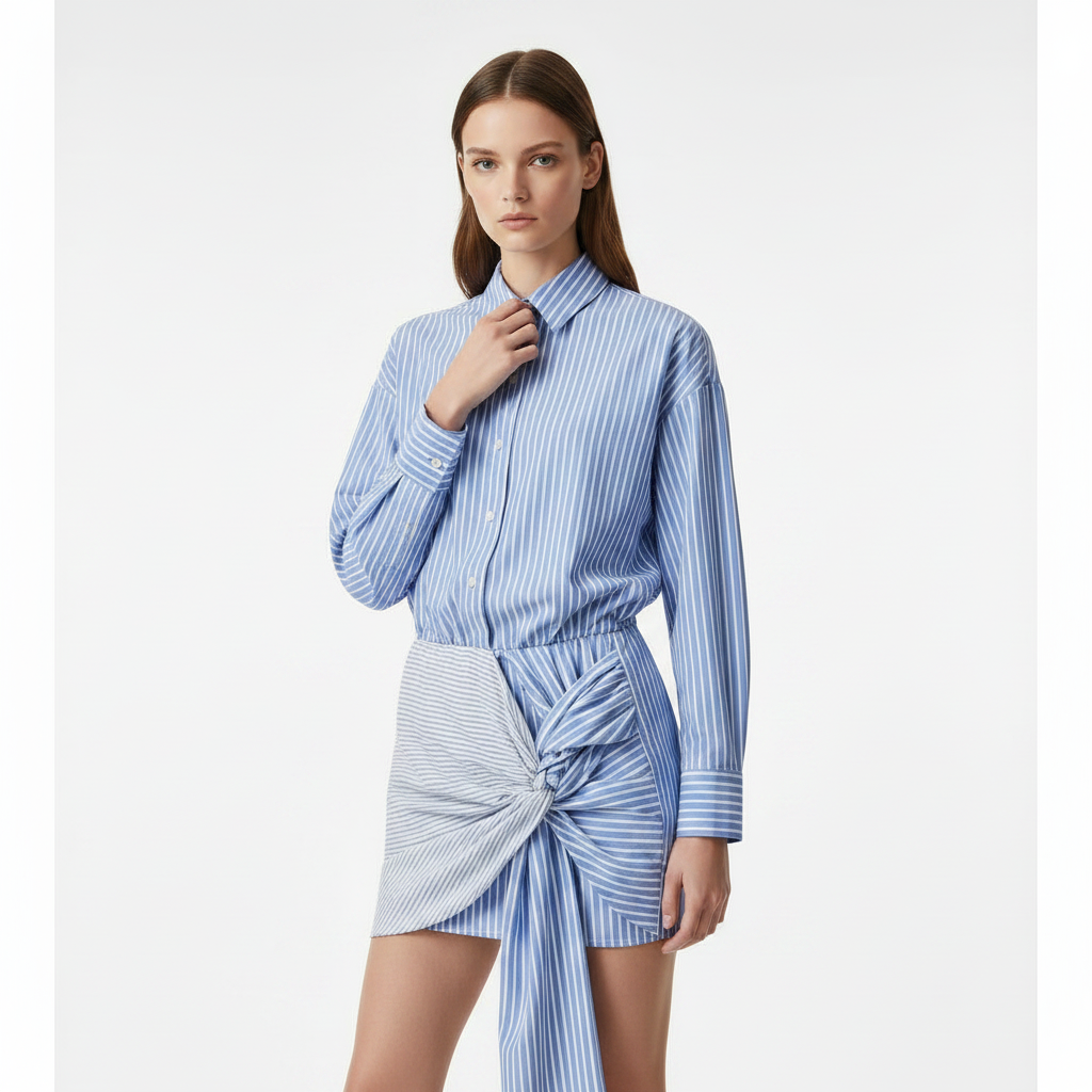 ABITO CAMICIA A RIGHE