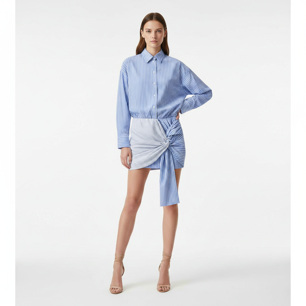 ABITO CAMICIA A RIGHE